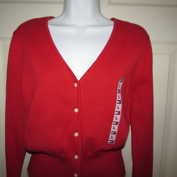 Tommy Hilfiger Red Sporty Cardigan - L - New - Picture 2 of 12